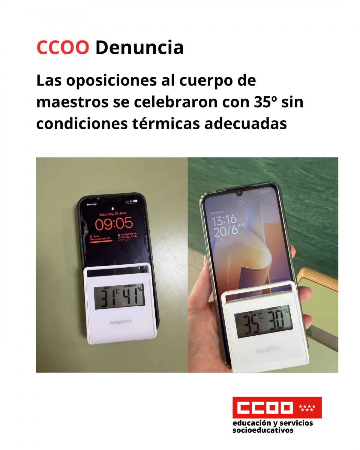 Las oposiciones al cuerpo de maestros se celebraron con 35º sin condiciones térmicas adecuadas