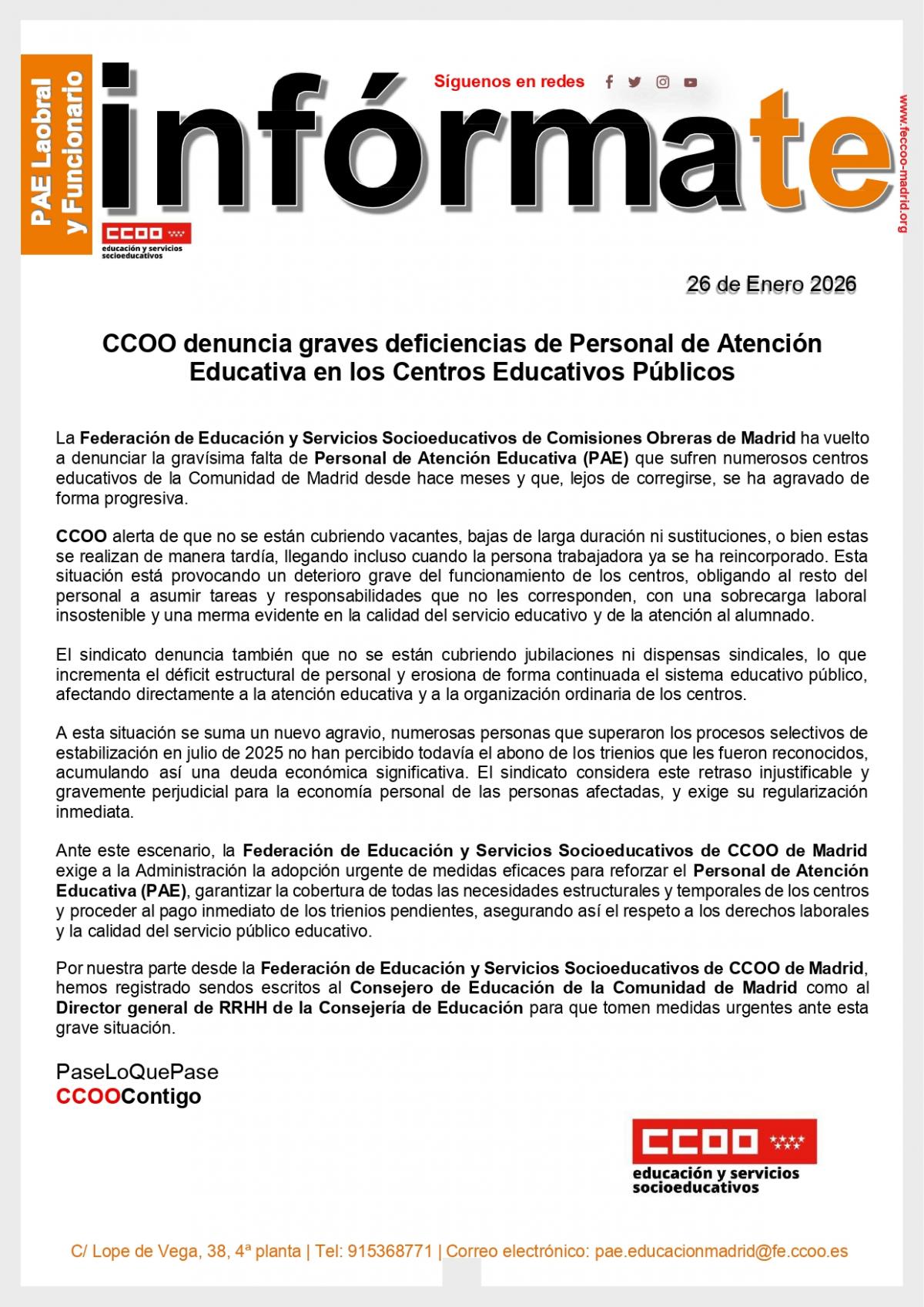 InfórmaTE Graves deficiencias Personal Atención Educativa (PAE)