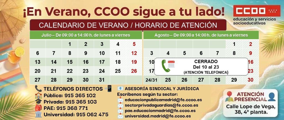 Horarios y Teléfonos Verano 2026