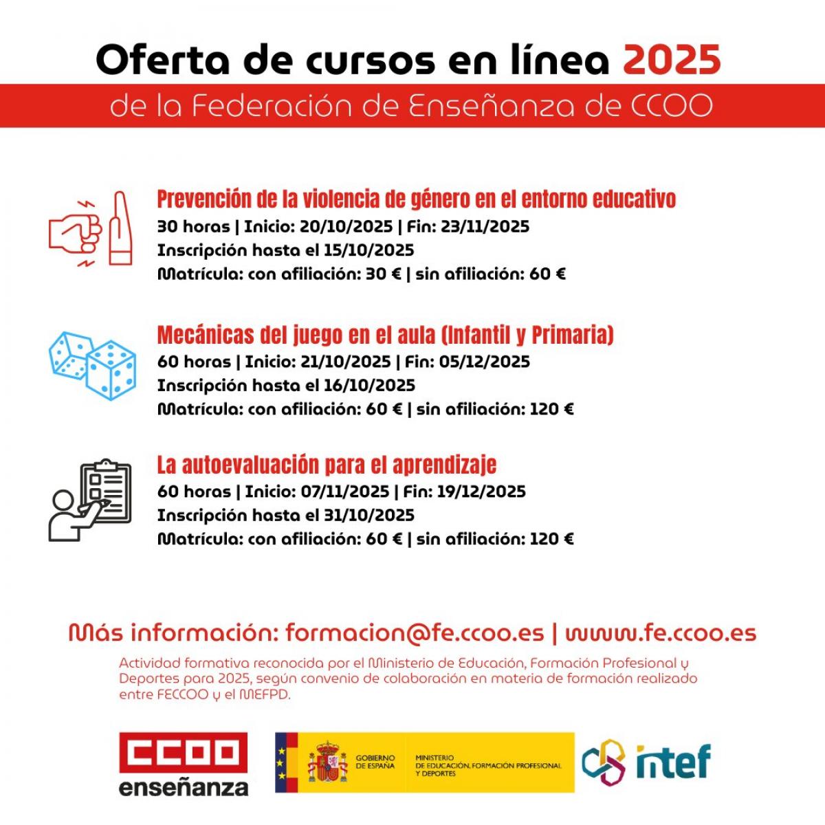 Cursos en línea de CCOO Enseñanza