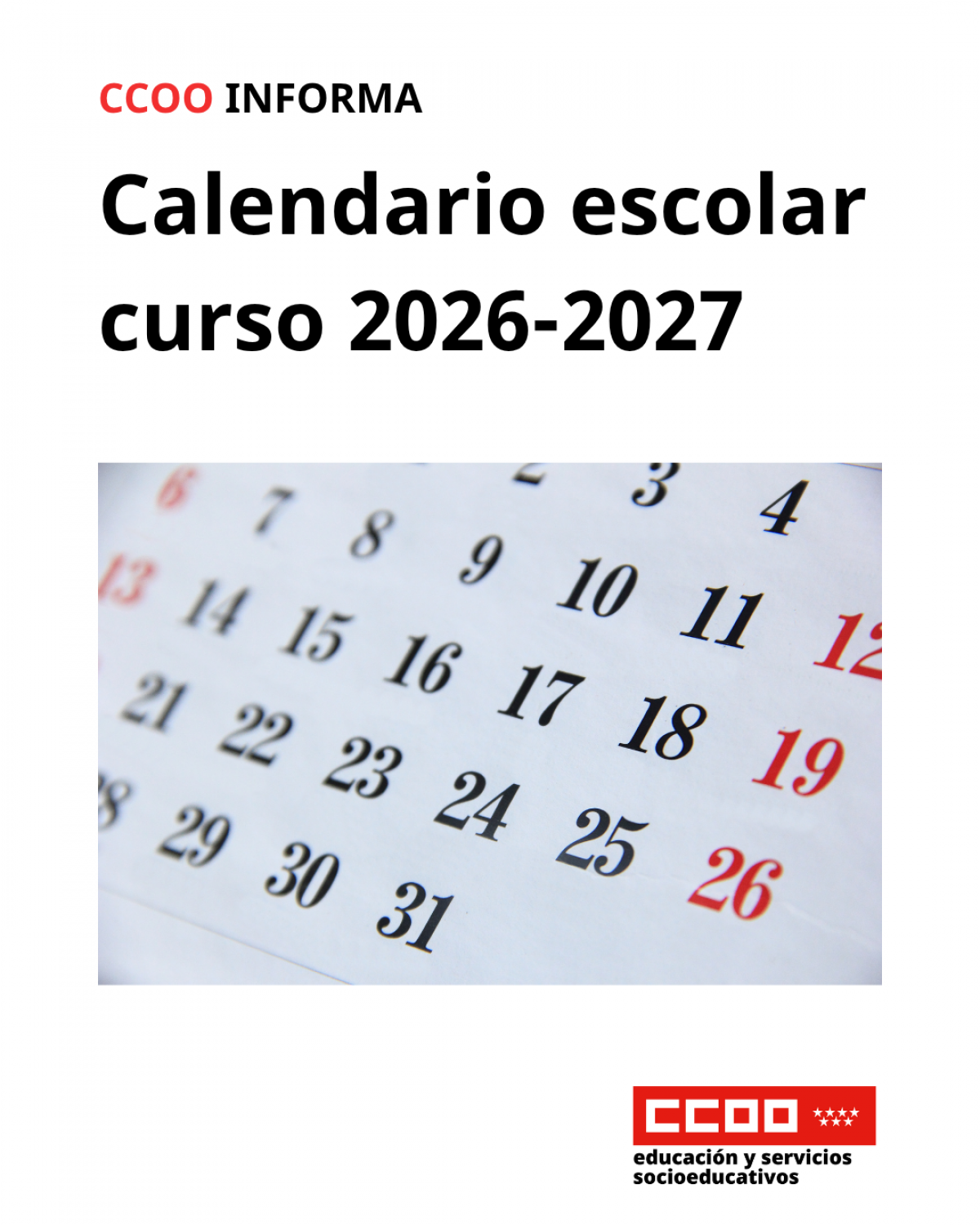 Calendario escolar curso 2026-2027