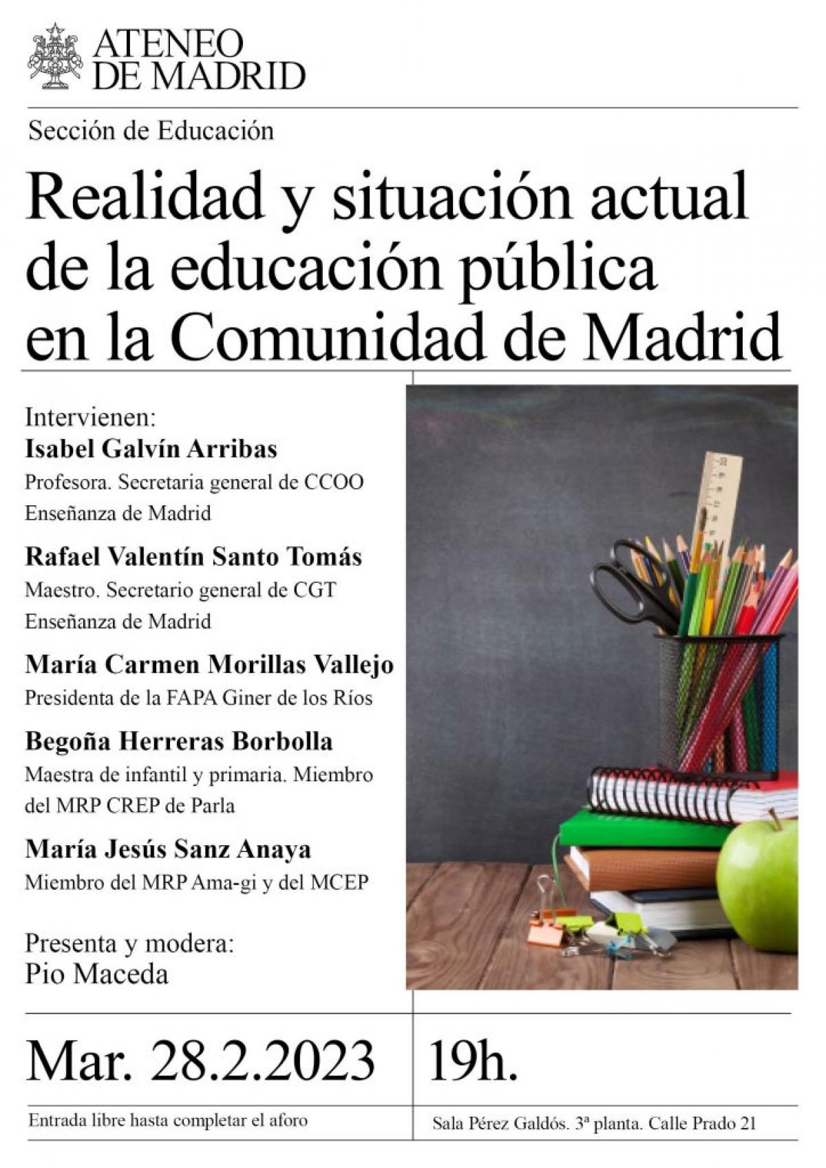 Realidad y situacin actual de la educacin pblica en la Comunidad de Madrid