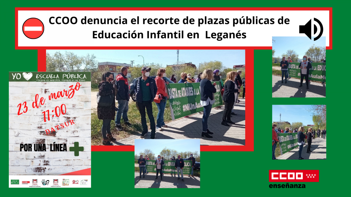 CCOO denuncia el recorte de plazas públicas de Educación Infantil en a Leganés