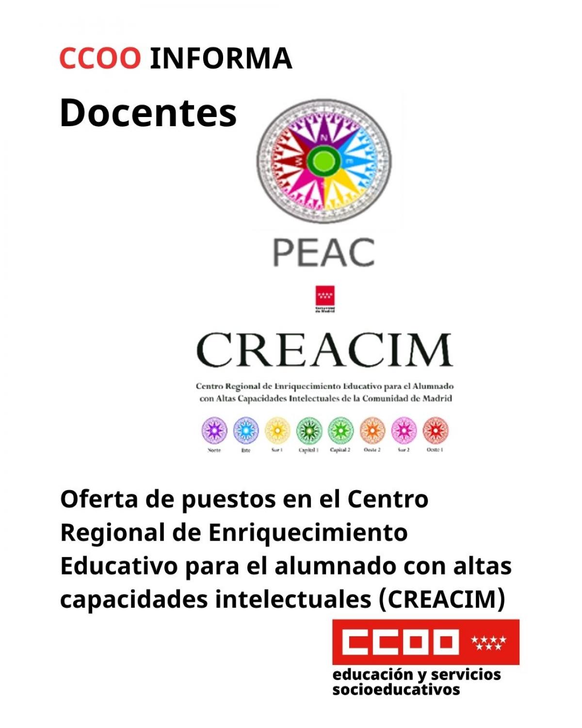 Oferta de puestos en el CREACIM