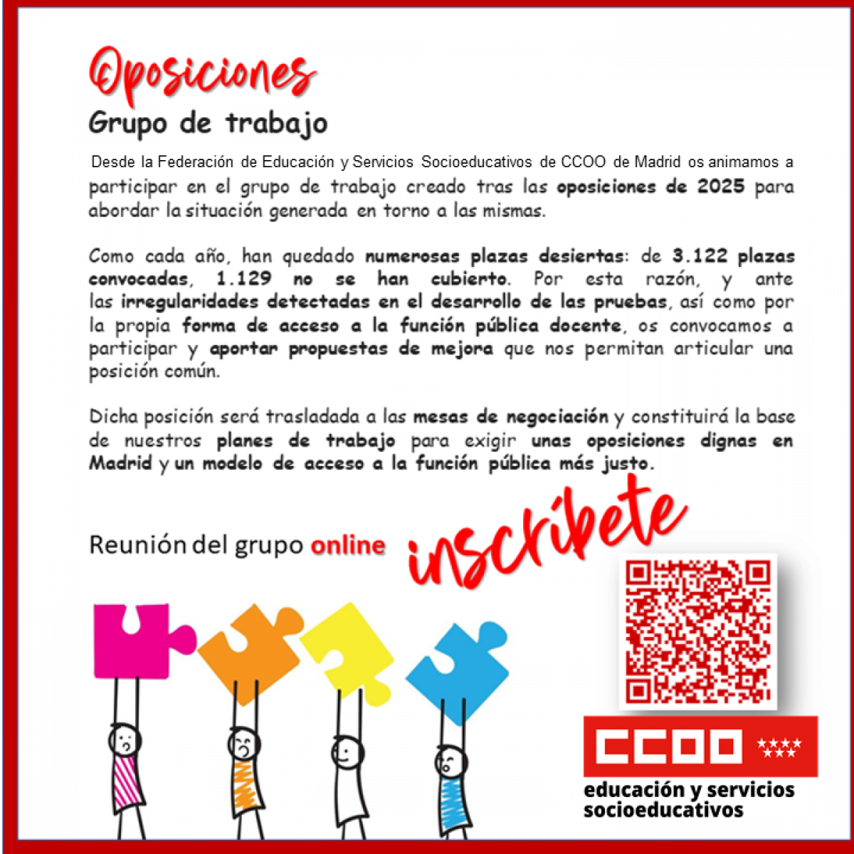 Grupos de trabajo oposiciones 2026