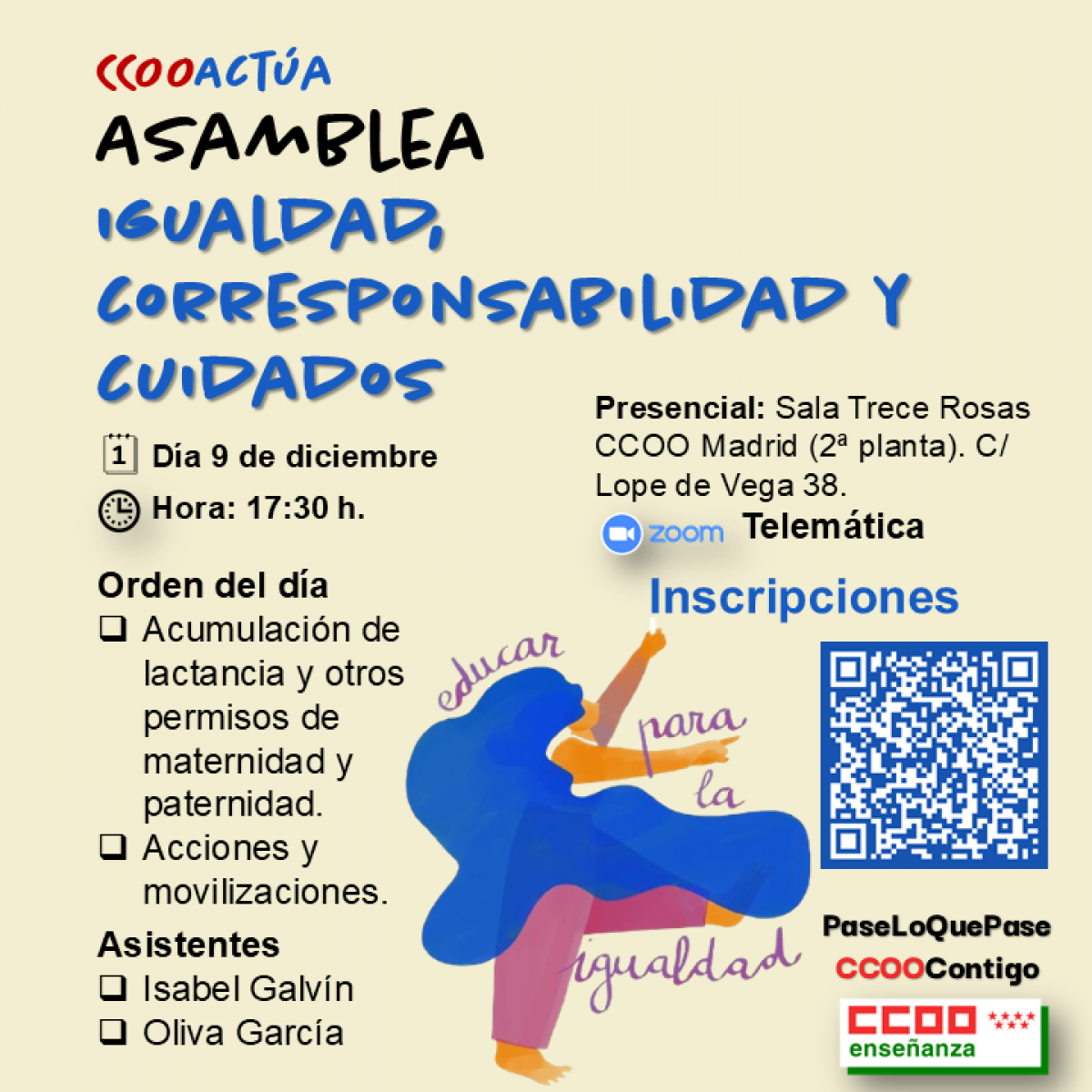 Asamblea: Igualdad, corresponsabilidad y cuidados