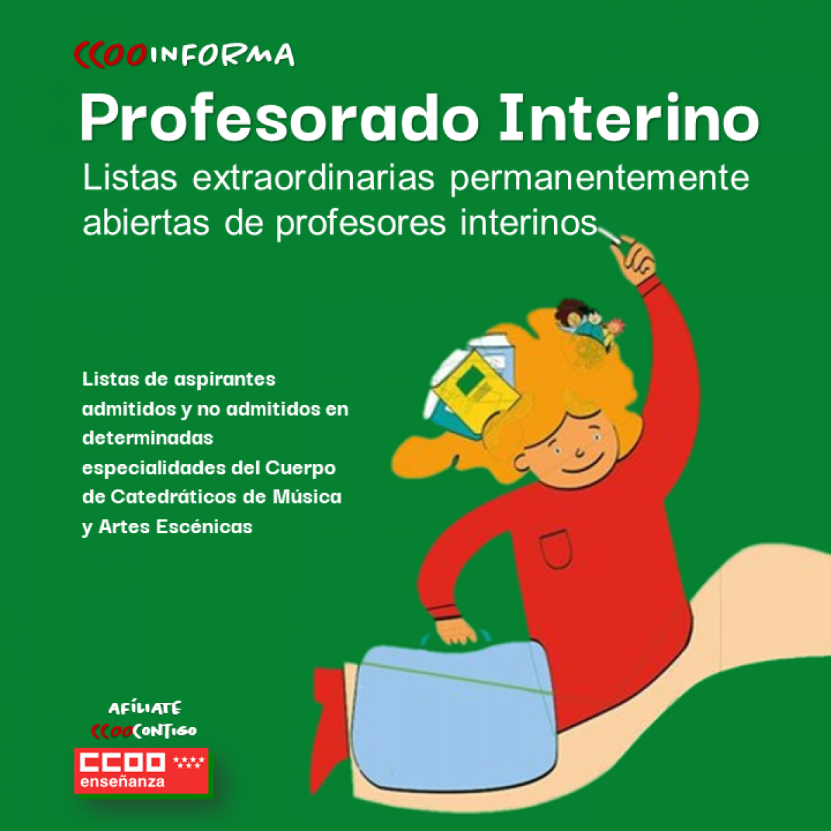 Listas de aspirantes admitidos y no admitidos en determinadas especialidades del Cuerpo de Catedráticos de Música y Artes Escénicas