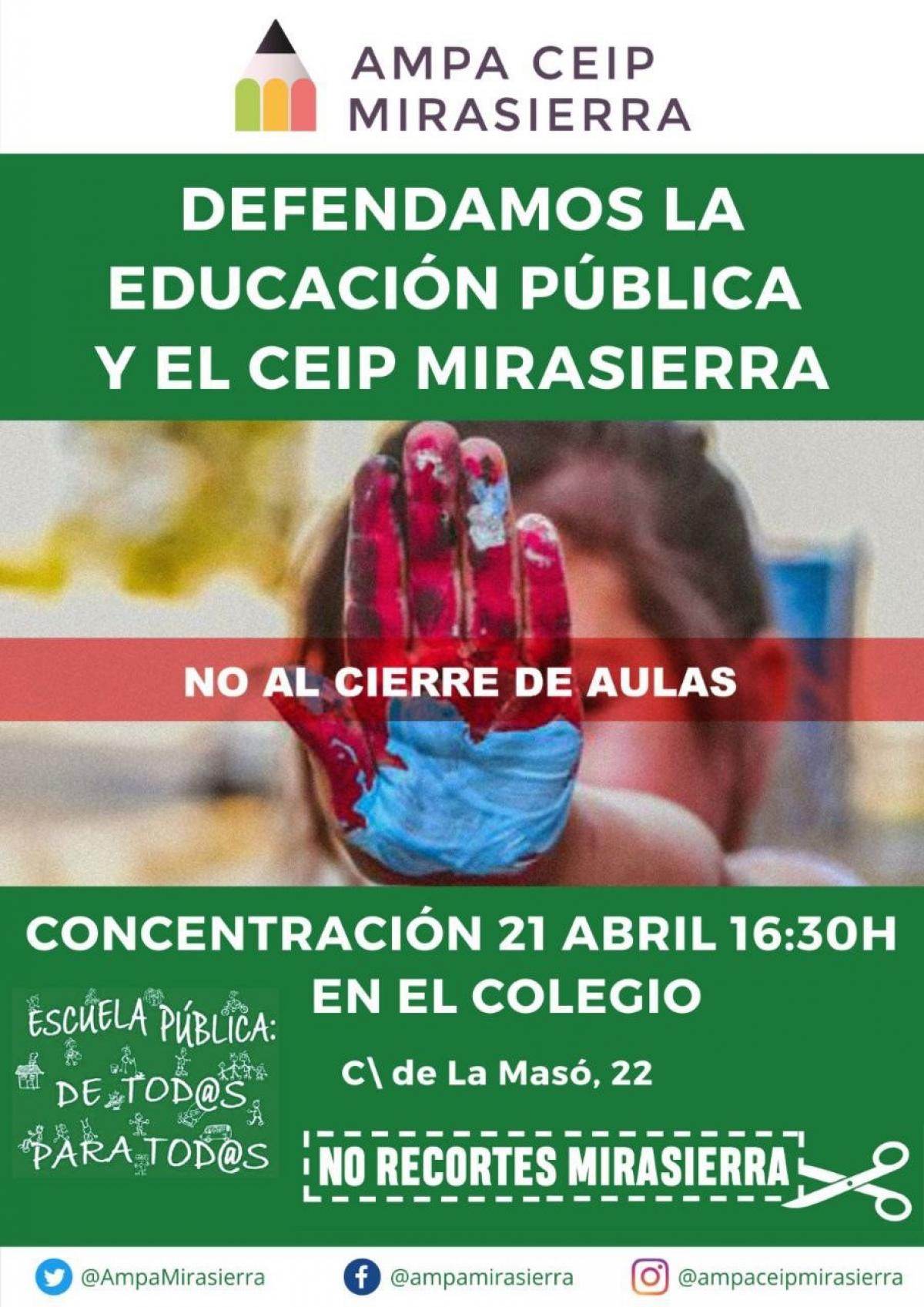 Defendamos la educación pública y el CEIP Mirasierra