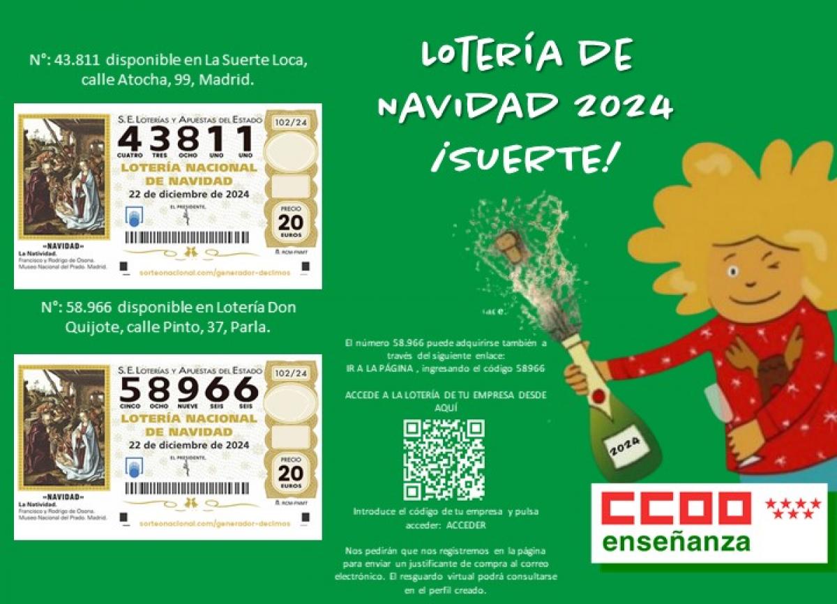 Lotera de Navidad de la Federacin de Enseanza de CCOO de Madrid 2024