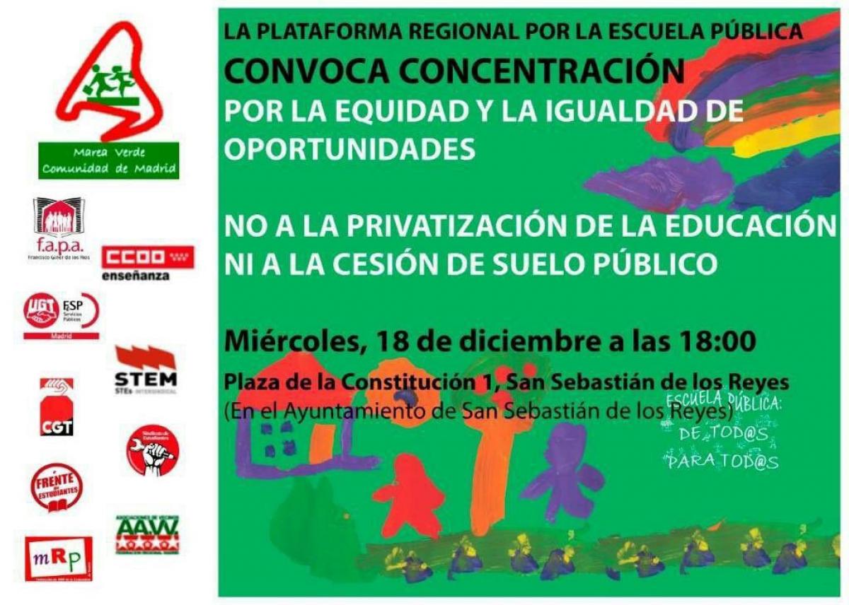 La plataforma regional por la escuela pública contra la privatización de la educación