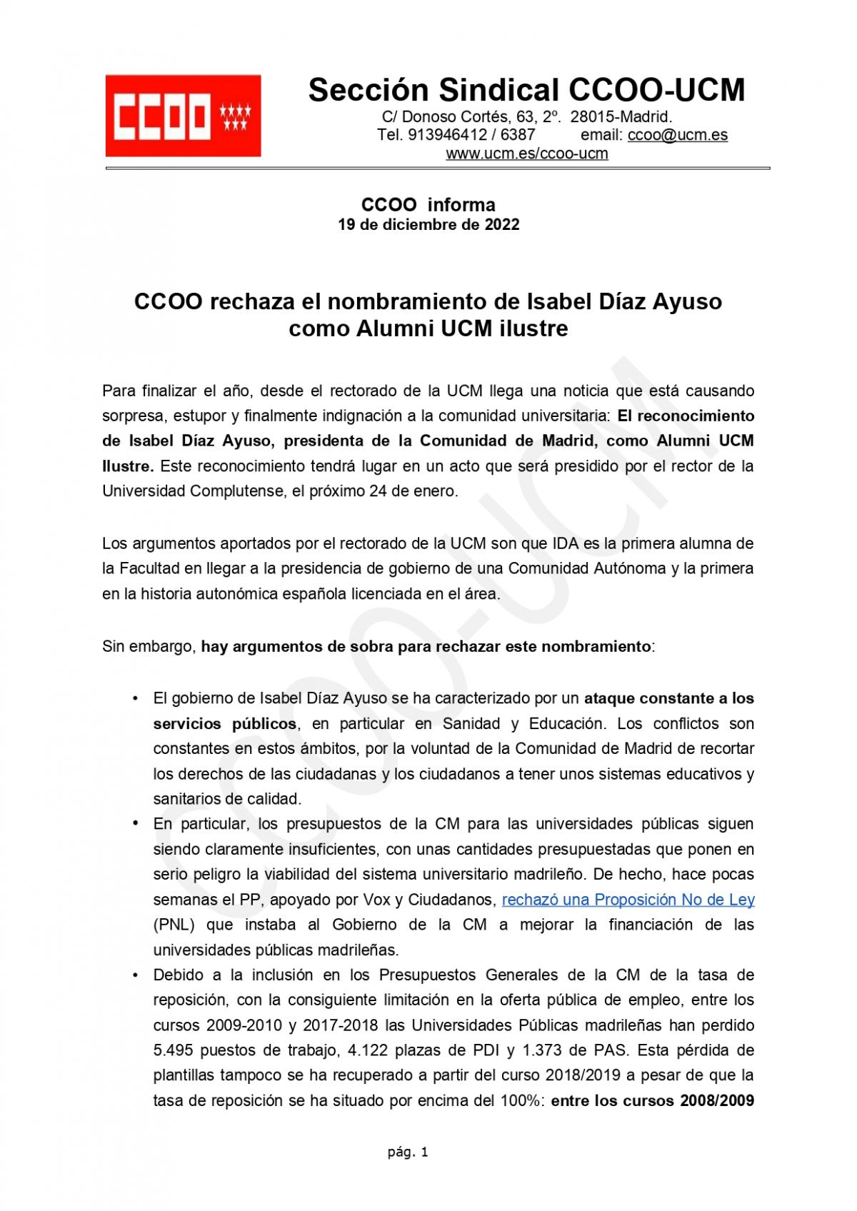 Comunicado CCOO-UCM pág.1