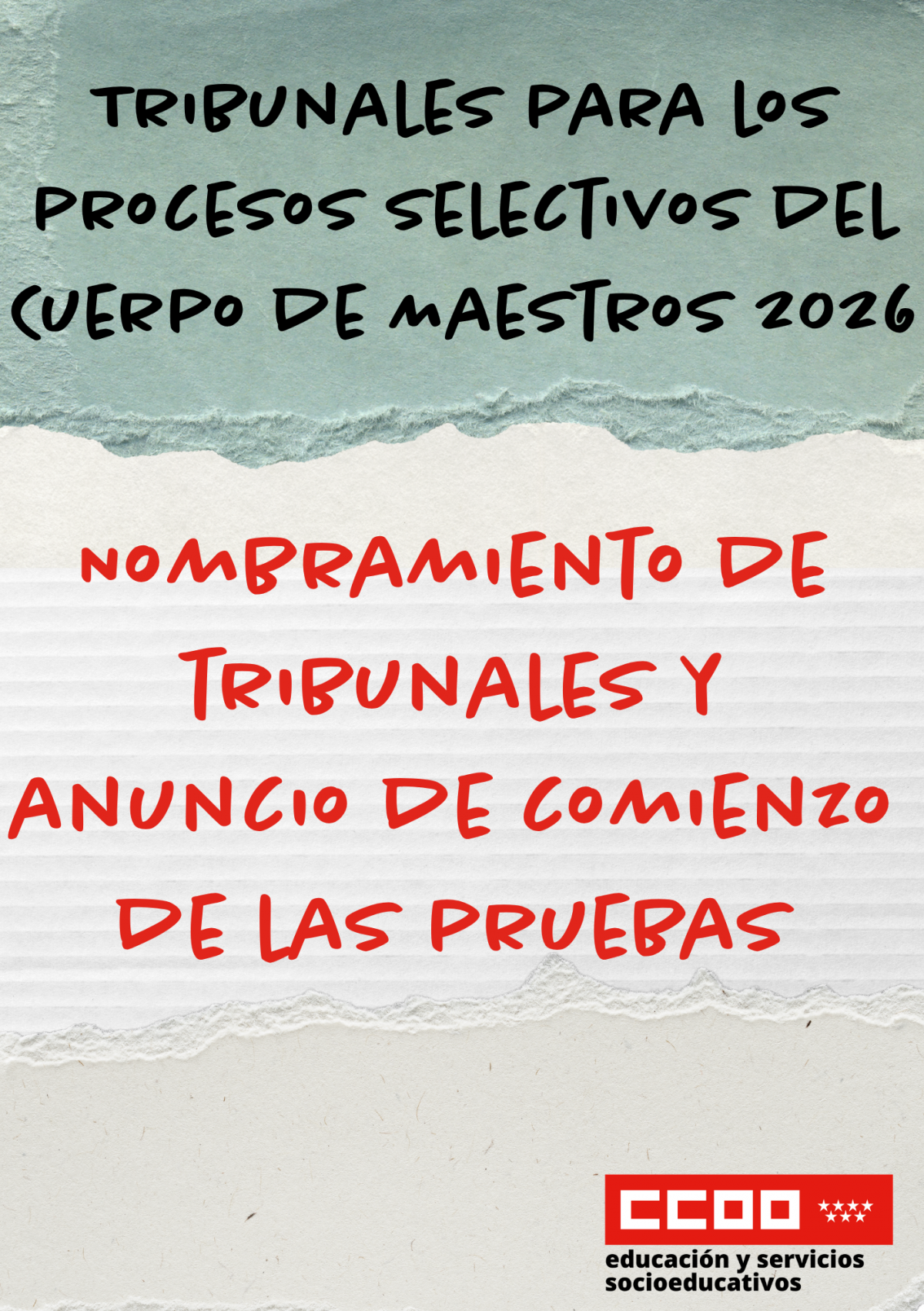 Nombramiento de tribunales y anuncio de comienzo de las pruebas